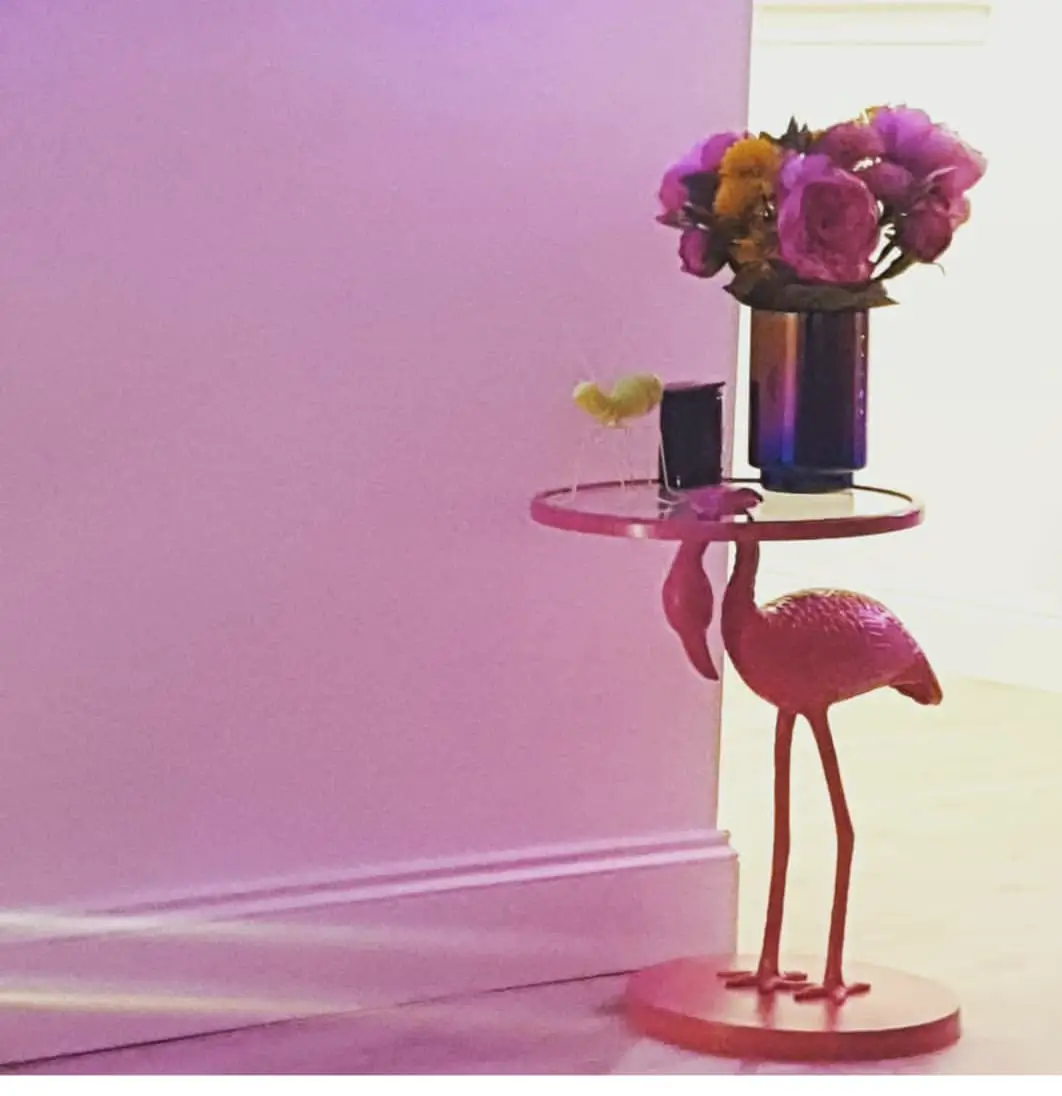 Flamingo Stand with Rainbow Color Flower Vase